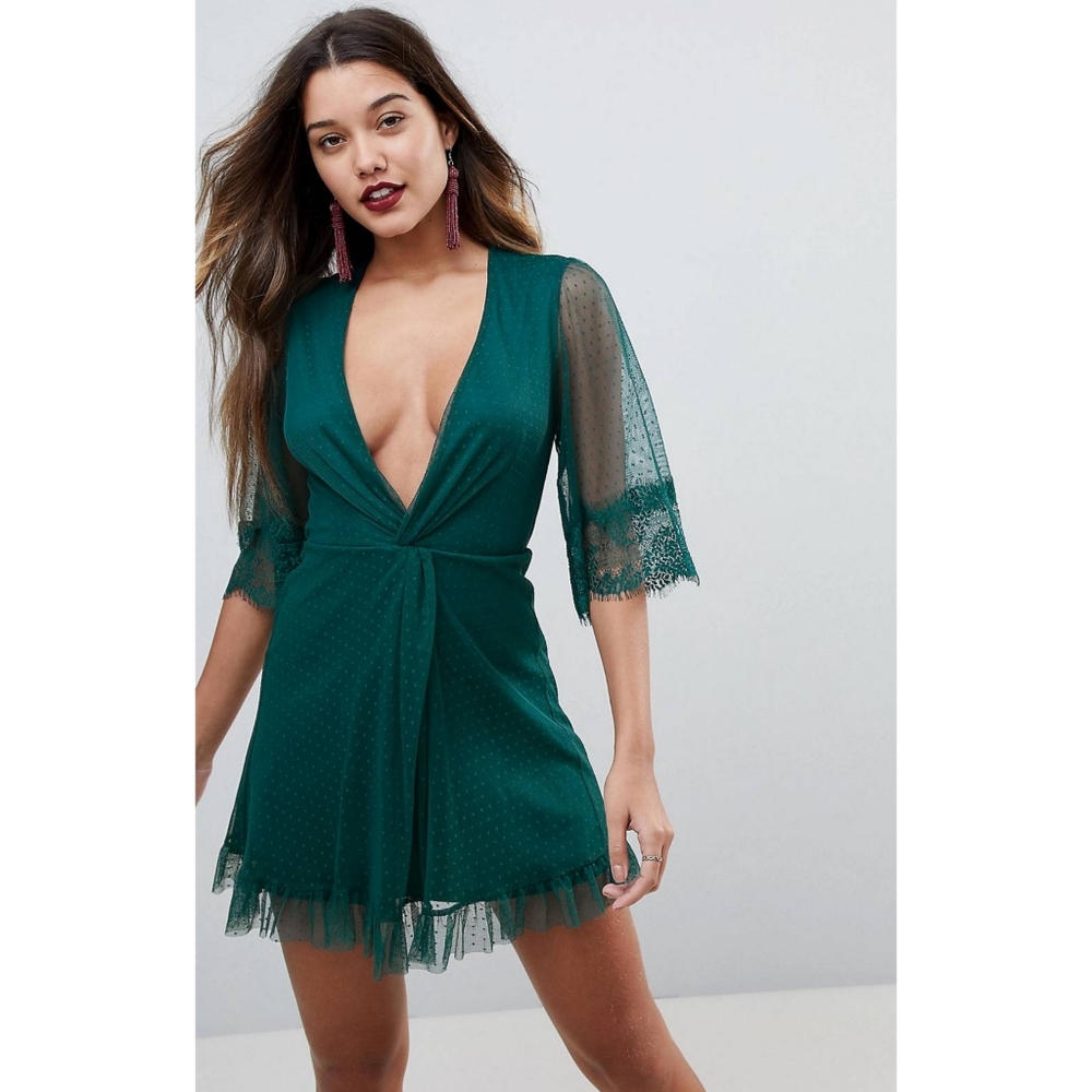 Knot front lace dress
